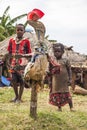 Children in gallery of sculptures made from recycled materials. Royalty Free Stock Photo