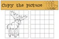 Children games: Copy the picture. Cute kind elk.