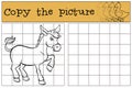 Children games: Copy the picture. Cute little donkey.