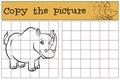 Children games: Copy the picture. Cute rhinoceros.