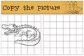 Children games: Copy the picture. Little cute alligator. Royalty Free Stock Photo