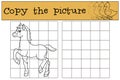 Children games: Copy the picture. Little cute foal. Royalty Free Stock Photo