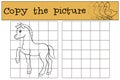 Children games: Copy the picture. Little cute foal. Royalty Free Stock Photo