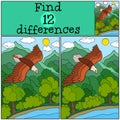 Children games: Find differences. Cute bald eagle flying under the forest. Royalty Free Stock Photo