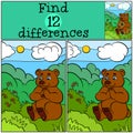 Children games: Find differences. Cute little bear.