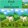 Children games: Find differences. Little cute baby goat. Royalty Free Stock Photo