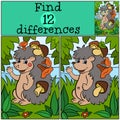 Children games: Find differences. Little cute hedgehog. Royalty Free Stock Photo