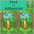 Children games: Find differences. Little cute monkey.