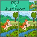 Children games: Find differences. Little cute pony.