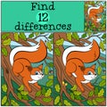 Children games: Find differences. Little cute squirrel. Royalty Free Stock Photo