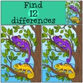Children games: Find differences. Two little cute chameleons