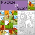 Children games: Puzzle. Cute beautiful lion.