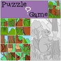 Children games: Puzzle. Little cute beaver.