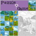 Children games: Puzzle. Little cute ducklings.