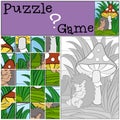 Children games: Puzzle. Little cute hedgehog. Royalty Free Stock Photo