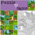 Children games: Puzzle. Little cute hedgehog.