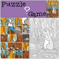 Children games: Puzzle. Little cute mouse.