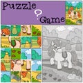 Children games: Puzzle. Little cute pony.