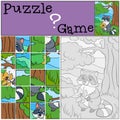 Children games: Puzzle. Little cute raccoon. Royalty Free Stock Photo