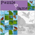 Children games: Puzzle. Two little cute ducks.