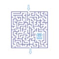 Children games. Square maze, labyrinth with different difficulty levels and gift box tied prize inside. Puzzles and games for
