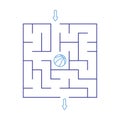 Children games. Square maze, labyrinth with different difficulty levels and sports basketball ball prize inside. Puzzles and games