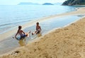 Children on Gerakas beach (Zakynthos, Greece) Royalty Free Stock Photo