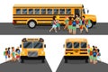 Children get on school bus design vector illustration Royalty Free Stock Photo
