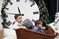 Children in wooden coach Royalty Free Stock Photo