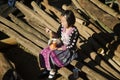 Children girl Ethnic Hmong wear costume traditional and sitting eat breakfast