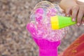 Children girl hand soap bubbles Royalty Free Stock Photo