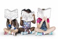 Children Girlfriends Reading Book Education Togetherness Studio