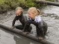 Children Girls Mud Race Biddinghuizen Royalty Free Stock Photo