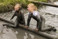 Children Girls in Mud Race Royalty Free Stock Photo