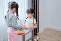 Children girls play a toy games in the room Royalty Free Stock Photo