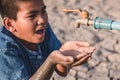 Children are glad to have water to drink. Royalty Free Stock Photo