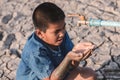 Children are glad to have water to drink. Royalty Free Stock Photo