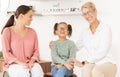 Children, glasses and optometry with a mother and daughter at the optician for an eye test. Vision, family and retail Royalty Free Stock Photo