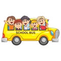 Children go to school by bus cartoon Royalty Free Stock Photo