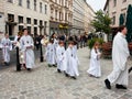 Children go to the service of the Catholic Church Royalty Free Stock Photo