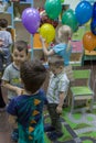 Children going home. Children in the school. Happy birthday in the child garden.