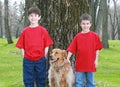 Children with Golden Retriever Royalty Free Stock Photo