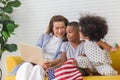 Children and grandma playing in living room, Little kid boy and girl spending happy time with grandmother Royalty Free Stock Photo