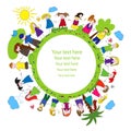 Children and green planet- frame