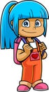 Cute School Girl Cartoon Character With Backpack Standing Royalty Free Stock Photo