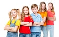 Children Group, Kids on White, Happy Smilling People in colorful t-shirts