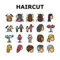 Children Haircut Salon Service Icons Set Vector