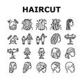 Children Haircut Salon Service Icons Set Vector