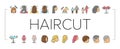 Children Haircut Salon Service Icons Set Vector