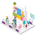 Children Hairdresser Isometric Composition Royalty Free Stock Photo